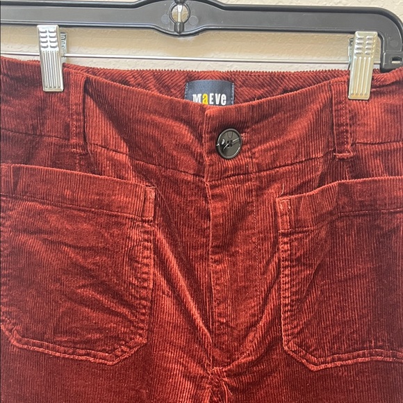 Maeve Collette Wide Leg Corduroy Pants in Deep Burgundy - Picture 3 of 5